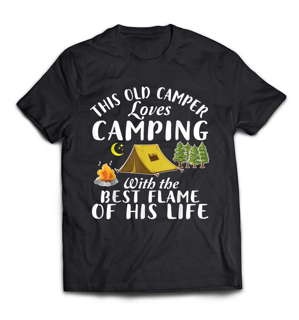 “This Old Camper Loves Camping” T-Shirt – A Perfect Gift for Outdoor Enthusiasts and Family